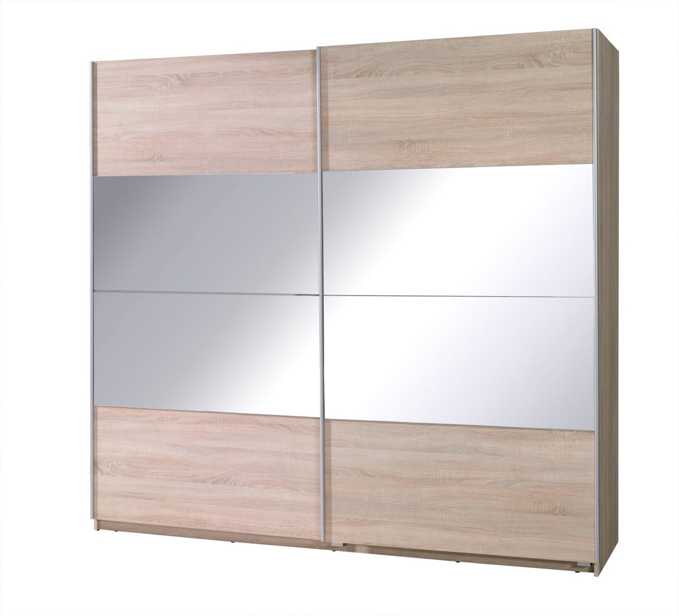 Beautysofa Schiebetürenschrank Moderner, stilvoller, geräumiger Schrank mit Spiegeltüren TWISTER II (2 Kleiderstangen) B:225/H:211/T:63, 4 Spiegel von Beautysofa