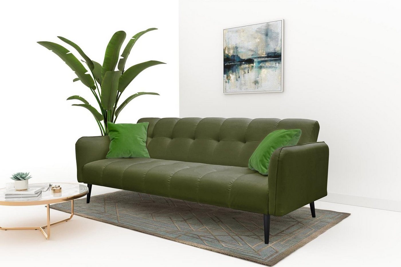 Beautysofa Schlafsofa BASTIAN, Klassische Sofa, Couch mit 3-stufige automatische Rückenlehne, aus wasserdichtem Veloursstoff, mit Schlaffunktion von Beautysofa