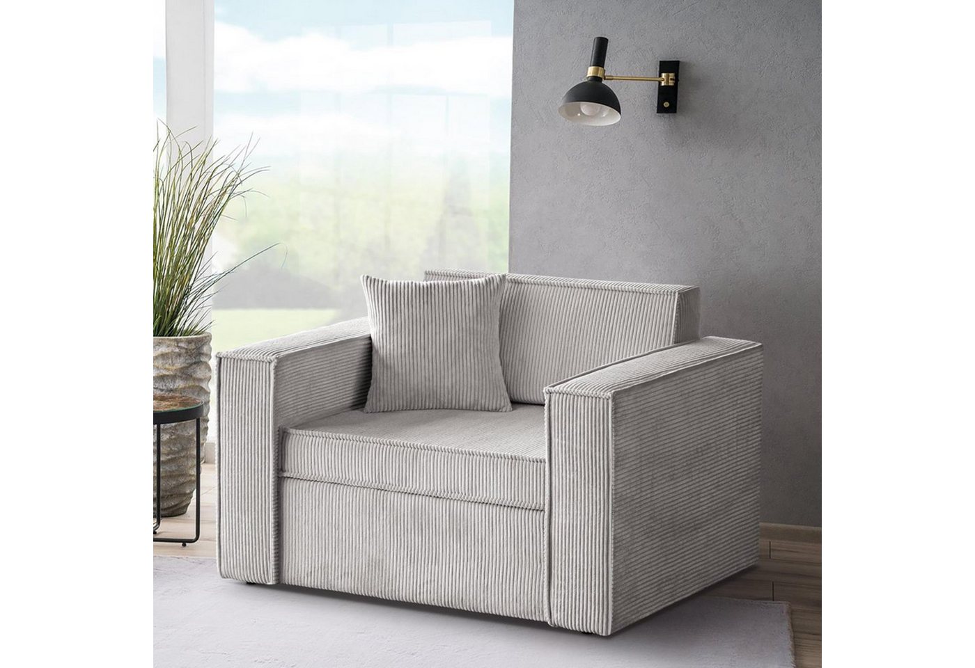 Beautysofa Schlafsofa Dave, mit Relaxfunktion, Bettkasten, modernes Einzelsofa aus Cordstoff, 117 cm Relaxsofa für Wohnzimmer von Beautysofa