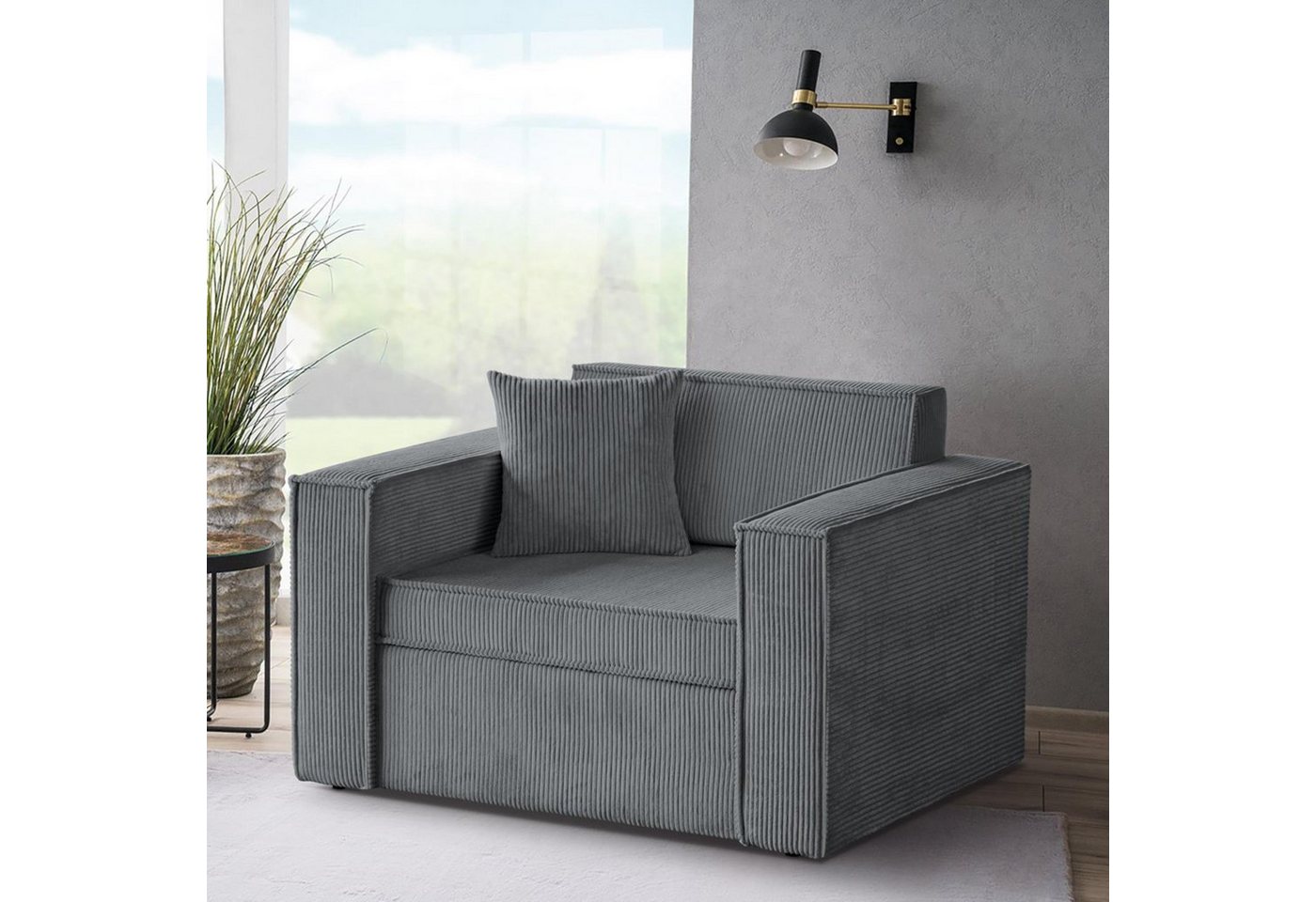 Beautysofa Schlafsofa Dave, mit Relaxfunktion, Bettkasten, modernes Einzelsofa aus Cordstoff, 117 cm Relaxsofa für Wohnzimmer von Beautysofa