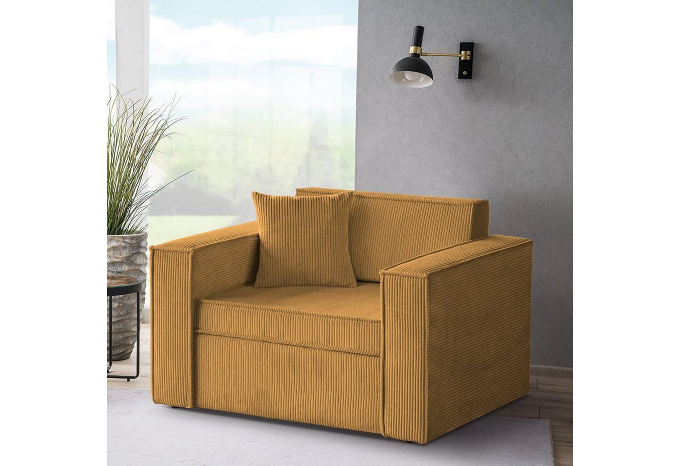 Beautysofa Schlafsofa Dave, mit Relaxfunktion, Bettkasten, modernes Einzelsofa aus Cordstoff, 117 cm Relaxsofa für Wohnzimmer von Beautysofa