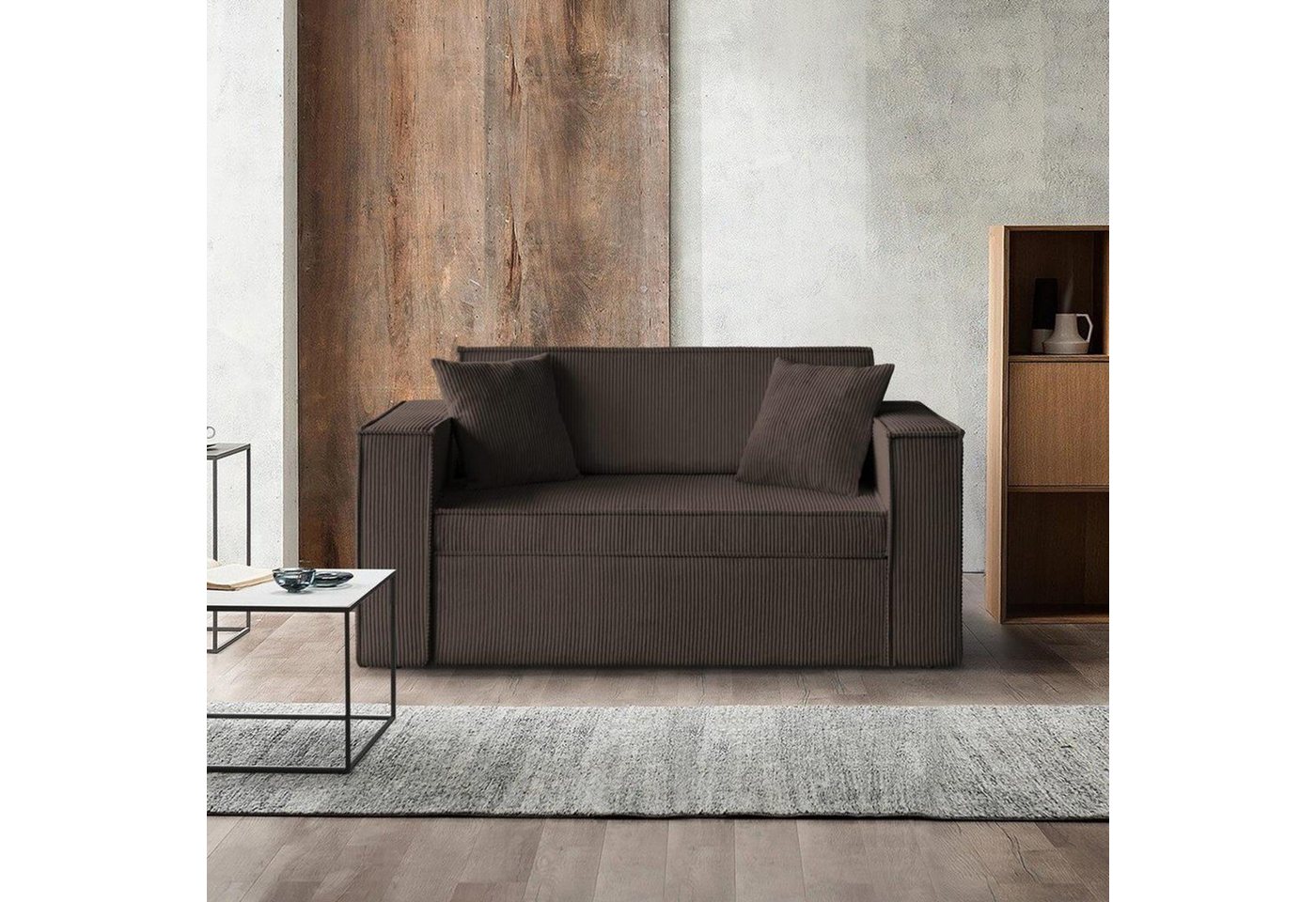 Beautysofa Schlafsofa Dave II, Liegefläche 188 x 122 cm, Bettkasten, Loungesofa mit Relaxfunktion, 157 cm Doppelsofa für Wohnzimmer, modernes Sofa aus Cordstoff von Beautysofa