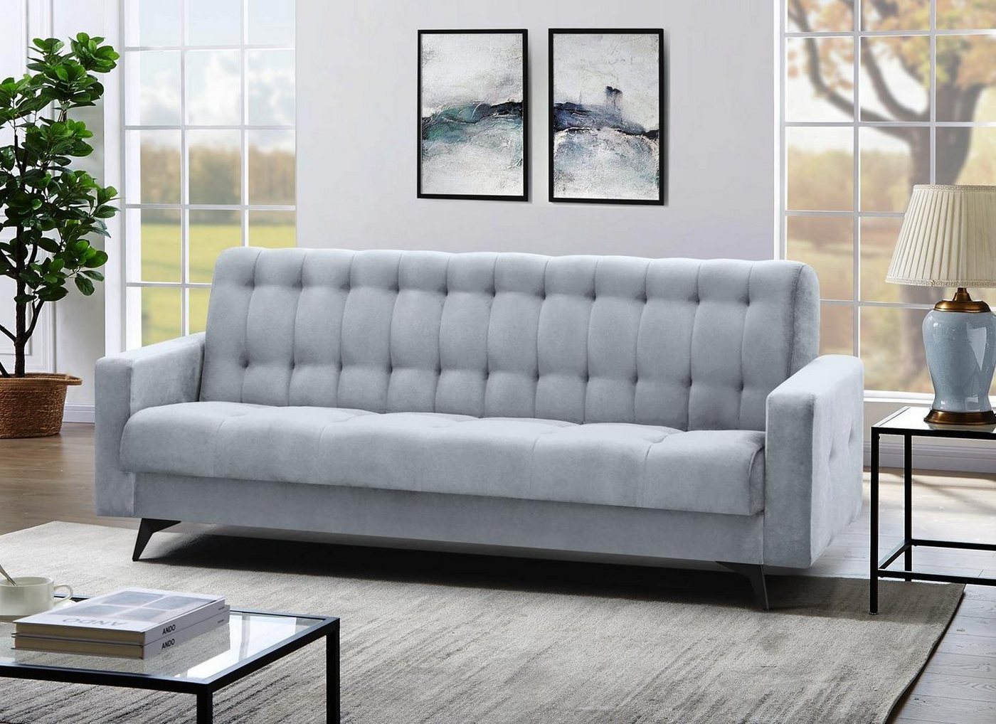 Beautysofa Schlafsofa GRETA BIS, Sofa Couch für Wohnzimmer, Schlaffunktion, Bettkasten, Velour, Polstersofa von Beautysofa