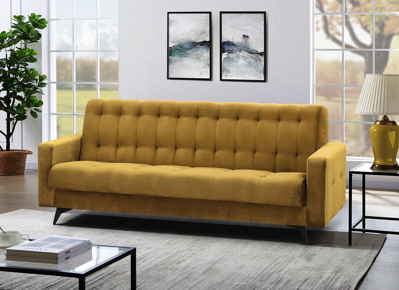 Beautysofa Schlafsofa GRETA BIS, Sofa Couch für Wohnzimmer, Schlaffunktion, Bettkasten, Velour, Polstersofa von Beautysofa