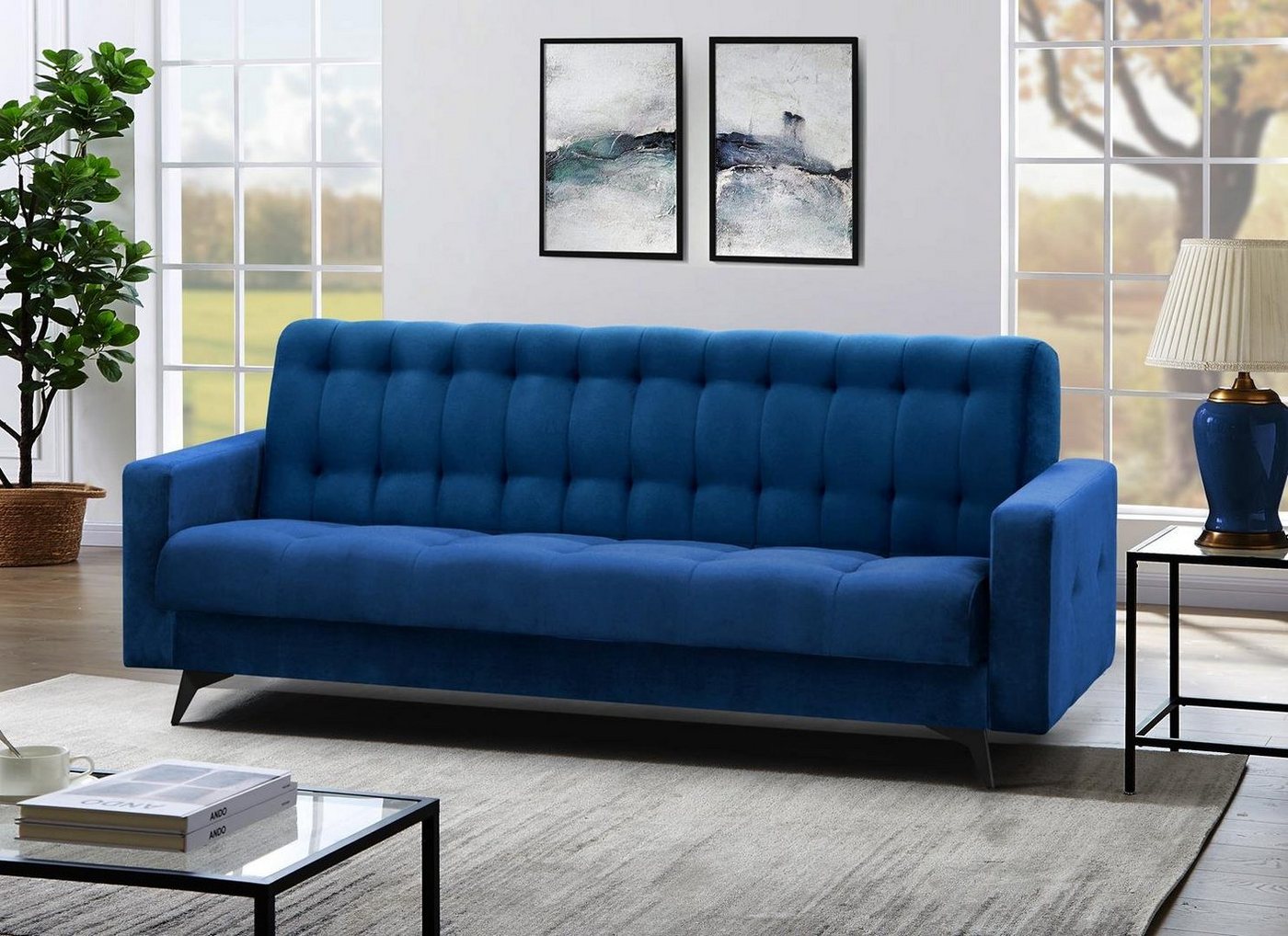 Beautysofa Schlafsofa GRETA BIS, Sofa Couch für Wohnzimmer, Schlaffunktion, Bettkasten, Velour, Polstersofa von Beautysofa