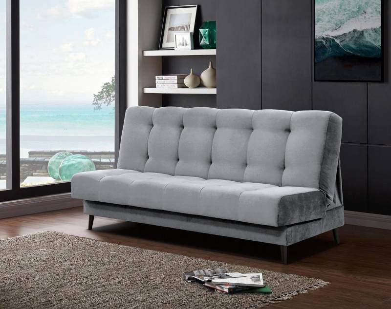 Beautysofa Schlafsofa Nancy, Velours-Bezgu Polstersofa, mit Bettkasten und Schlaffunktion, Sofa im Skandinavisches Stil von Beautysofa