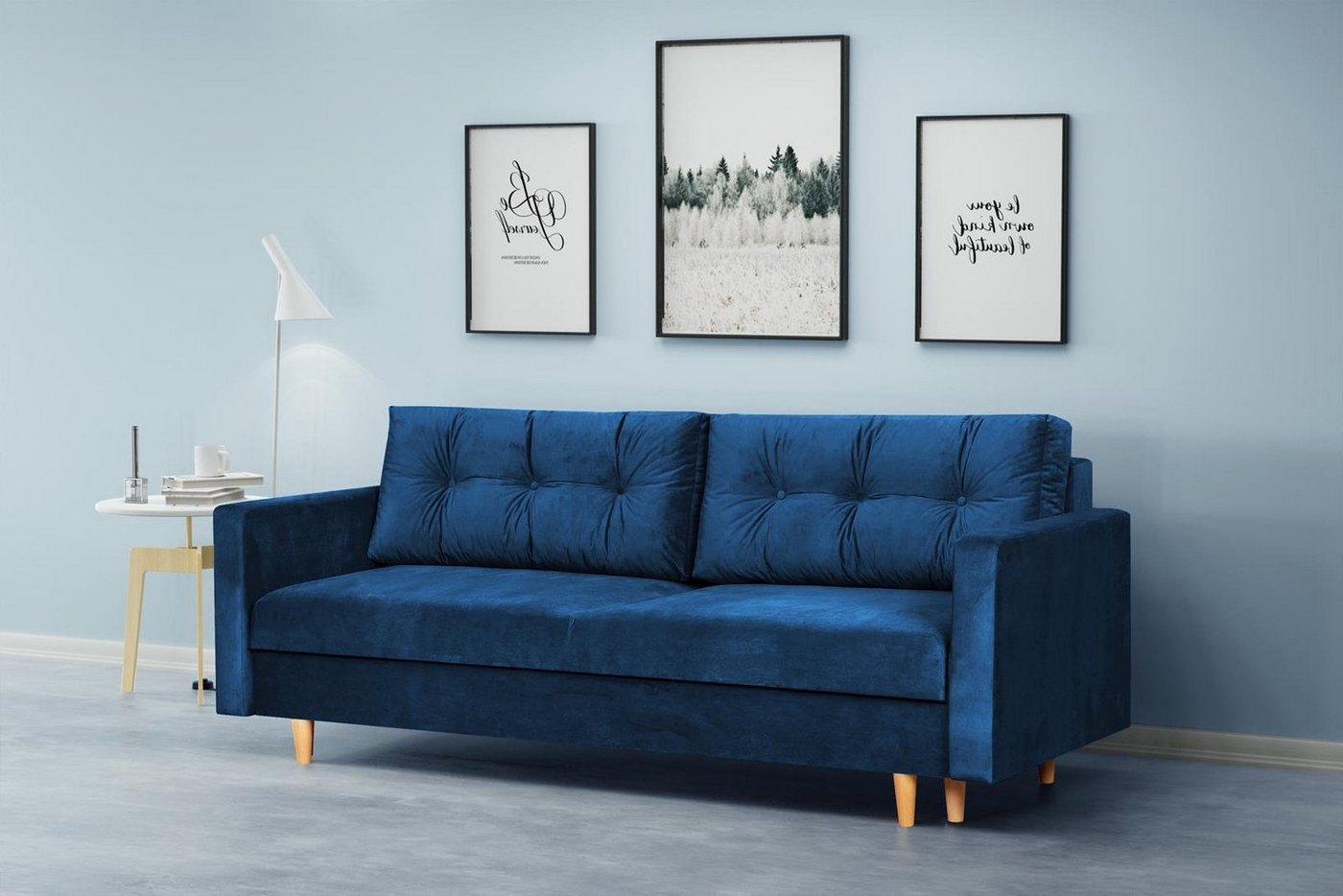 Beautysofa Schlafsofa Sigurd, mit Schlaffunktion und Bettkasten, Polstersofa aus Velours, Sofa im skandinavisches Stil, Couch für Wohnzimmer von Beautysofa