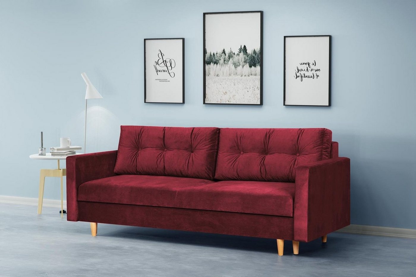 Beautysofa Schlafsofa Sigurd, mit Schlaffunktion und Bettkasten, Polstersofa aus Velours, Sofa im skandinavisches Stil, Couch für Wohnzimmer von Beautysofa