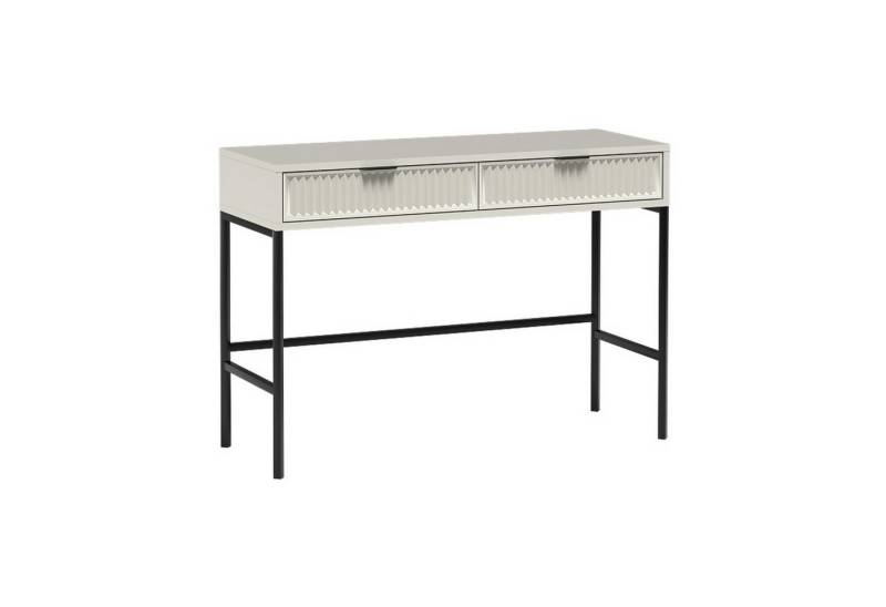 Beautysofa Schminktisch LINNA LS‑9, Konsole mit 2 Schubladen und Riffelung, Metallbeinen 12cm, Ideal als Frisiertisch oder Flurkonsole von Beautysofa