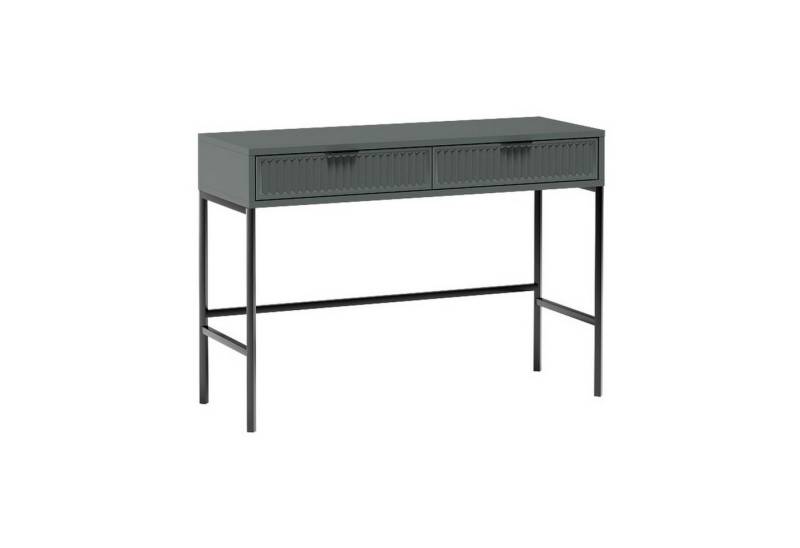Beautysofa Schminktisch LINNA LS‑9, Konsole mit 2 Schubladen und Riffelung, Metallbeinen 12cm, Ideal als Frisiertisch oder Flurkonsole von Beautysofa