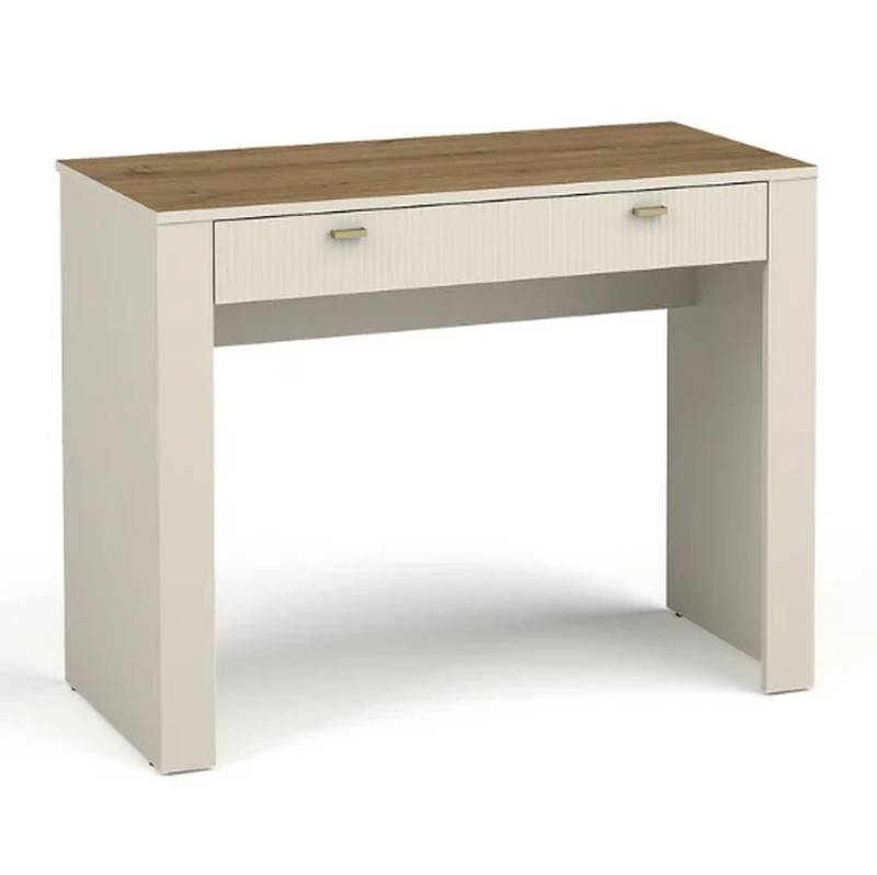 Beautysofa Schminktisch MOSSA mit praktischer Schublade (Schublade mit dekorativer Front), stabile Konstruktion, Kosmetiktisch in Weiß/Schwarz/Kaschmir von Beautysofa