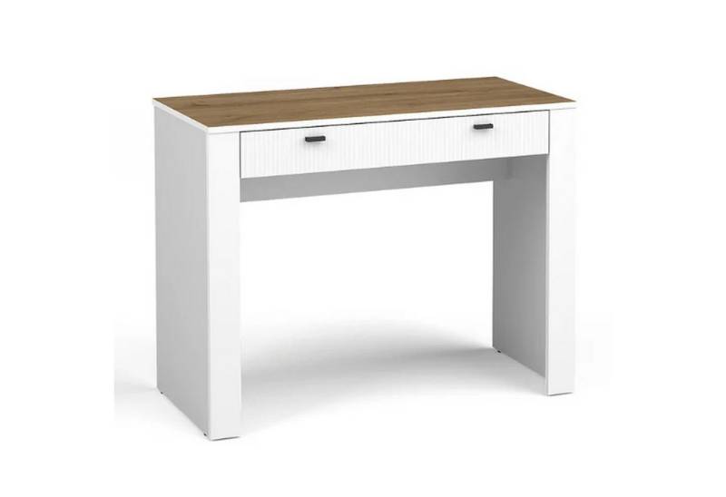 Beautysofa Schminktisch MOSSA mit praktischer Schublade (Schublade mit dekorativer Front), stabile Konstruktion, Kosmetiktisch in Weiß/Schwarz/Kaschmir von Beautysofa