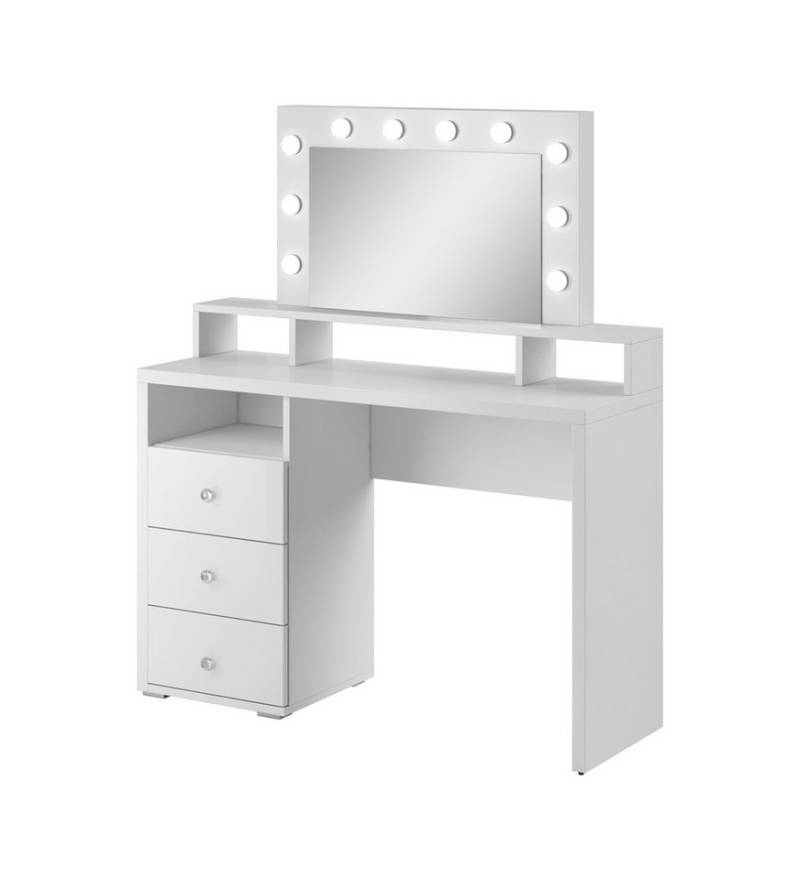 Beautysofa Schminktisch mit Spiegel DIVA (Hochwertige Verarbeitung, zeitloses Design), mit LED-Beleuchtung und 3 Schubladen von Beautysofa