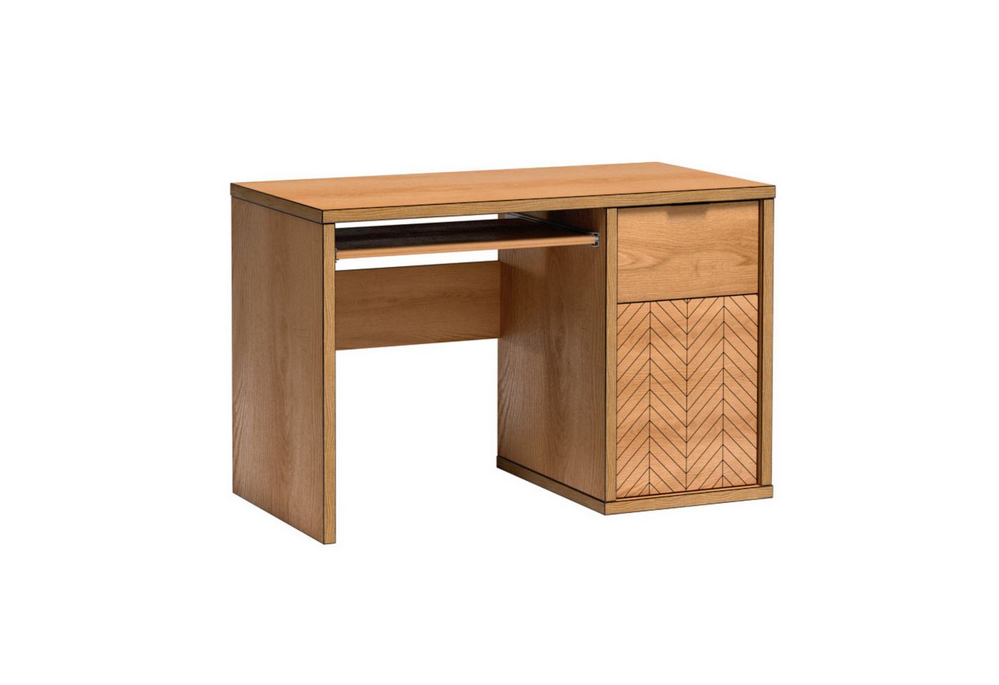Beautysofa Schreibtisch FUN F-14 Schreibtisch mit Tastaturauszug und Stauraum, In der Farbe Karamell-Eiche mit stilvollem Fischgrätenmuster Beautysofa Schreibtisch FUN F-14 Schreibtisch mit Tastaturauszug und Stauraum, In der Farbe Karamell-Eiche mit stilvollem Fischgrätenmuster von Beautysofa