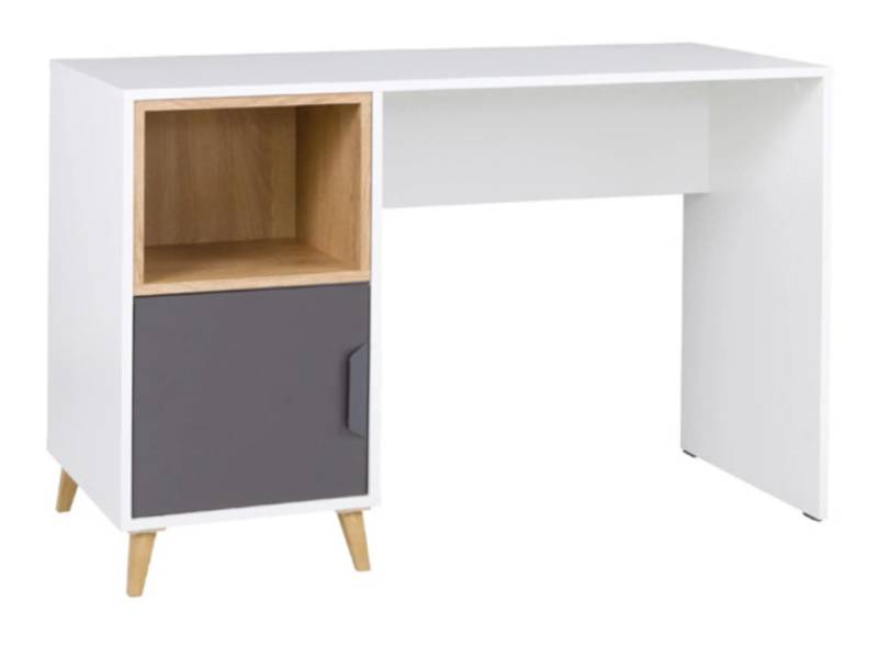 Beautysofa Schreibtisch JOVI weiß mit Eiche und grauen Fronten Beautysofa Schreibtisch JOVI weiß mit Eiche und grauen Fronten von Beautysofa