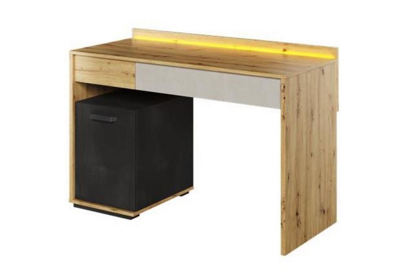 Beautysofa Schreibtisch Qubic (inkl. 2 Schubladen, Schrank mit Drehtür, Regale), Holz Schreibtisch, modern Stil, 120 cm Computertisch für Arbeitzimmer von Beautysofa