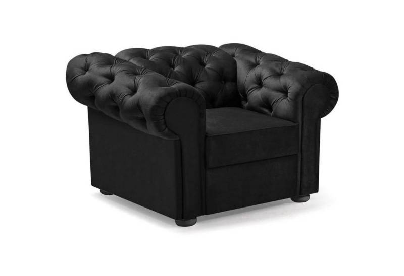 Beautysofa Sessel Chester (Polstersessel mit Steppung), Loungesessel aus Velours, mit Wellenfederung von Beautysofa