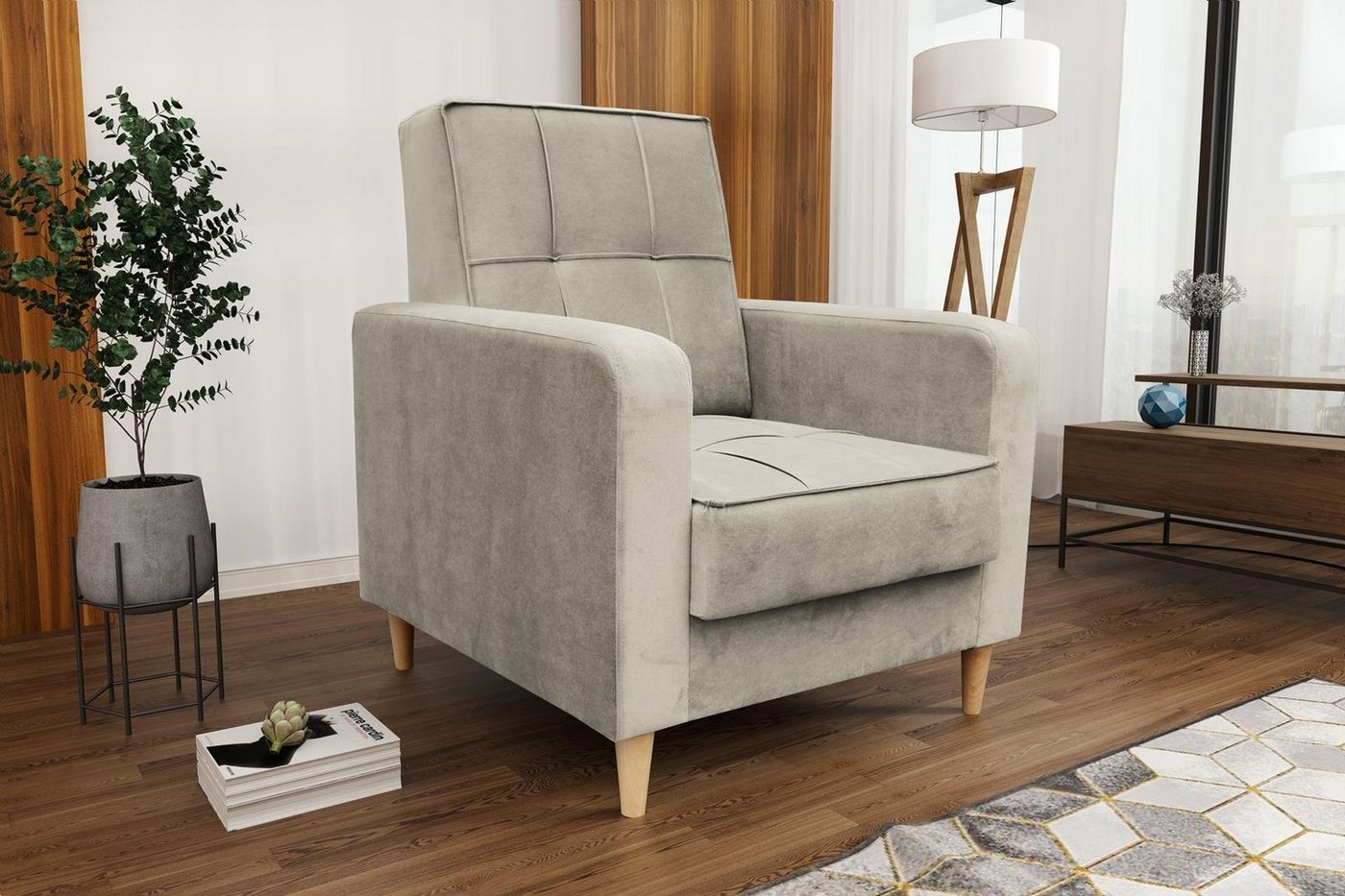 Beautysofa Sessel Peak (Relaxsessel, Loungesessel), mit Wellenfedern, Polstersessel im skandinavisches Stil von Beautysofa