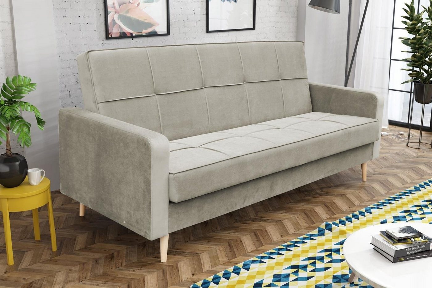 Beautysofa Sofa Peak, Sofa mit Holzbeine,Polstercouch mit Bettfunktion, Sofa mit Holzbeine, Polstercouch mit Bettfunktion von Beautysofa