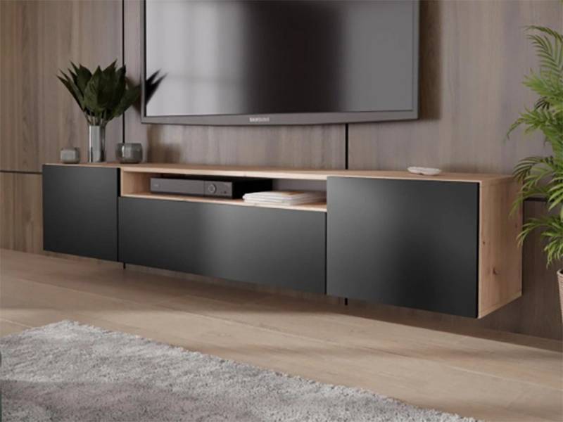 Beautysofa TV-Schrank Lio (MDF Fronten, dreitürig Wandschrank) mit Scharniertüren von Beautysofa
