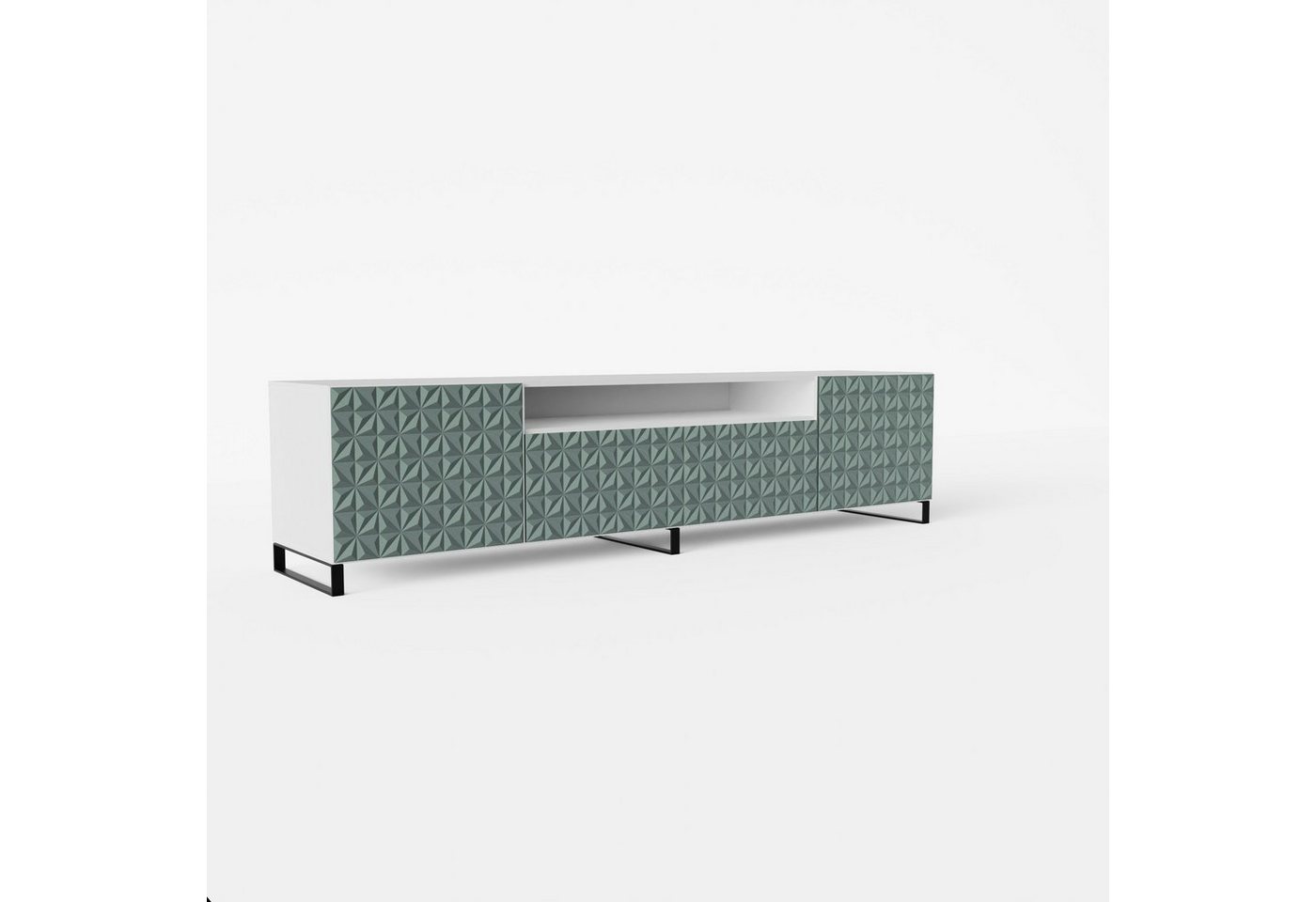 Beautysofa TV-Schrank Modernes RTV-Kabinett mit gefräster Front für Kaleidoskop-Muster CAL B:200/H:53/T:41cm, Moderne Metallbeine von Beautysofa