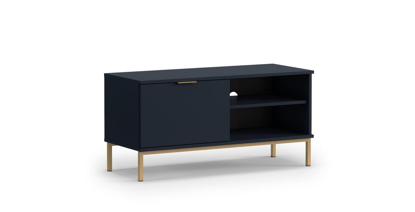 Beautysofa TV-Schrank Pula (RTV Schrank mit Einlegeboden, Marineblau / Schwarz Farbe) Tür mit Klappe mit Gasantrieb, 100 cm Lowboard von Beautysofa