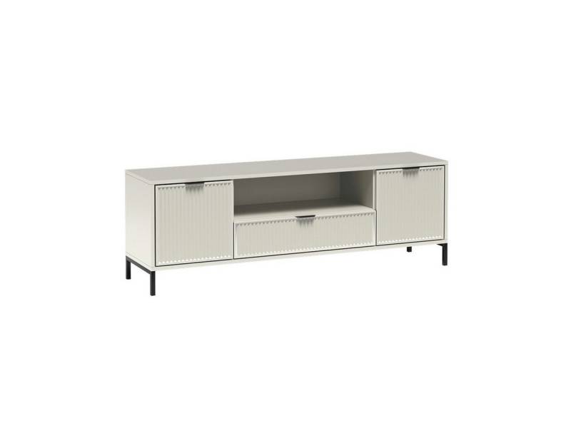 Beautysofa TV-Schrank TV-Lowboard LINNA LS‑4 – mit 2 Türen und einer Schublade mit Riffeloptik – 165 cm breit – in Indigo, Cashmere oder Green Stone von Beautysofa