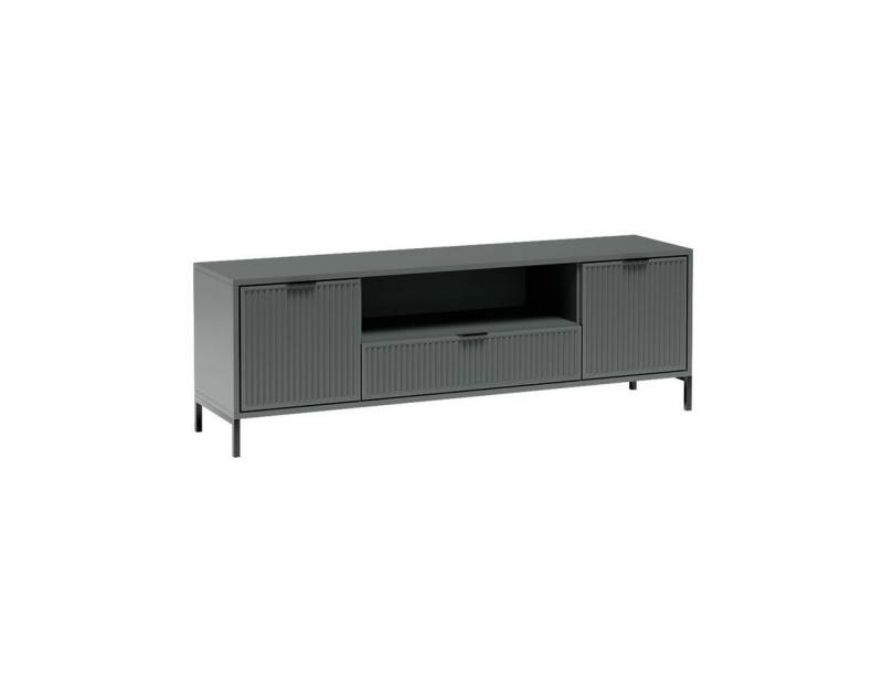 Beautysofa TV-Schrank TV-Lowboard LINNA LS‑4 – mit 2 Türen und einer Schublade mit Riffeloptik – 165 cm breit – in Indigo, Cashmere oder Green Stone von Beautysofa