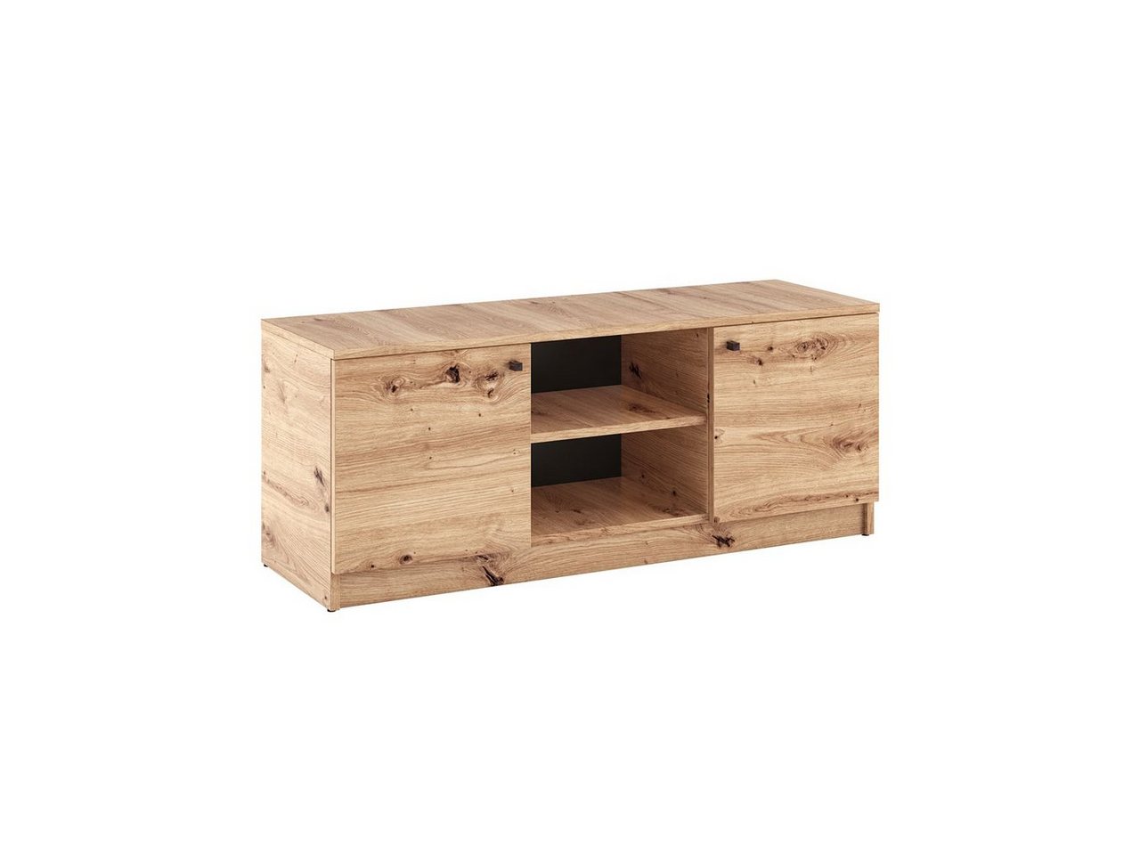 Beautysofa TV-Schrank kleiner Schrank mit offenen Regalen für den Fernseher (eiche artisan) 2 Türen öffnen, B:120/H:48,5/T:40cm von Beautysofa