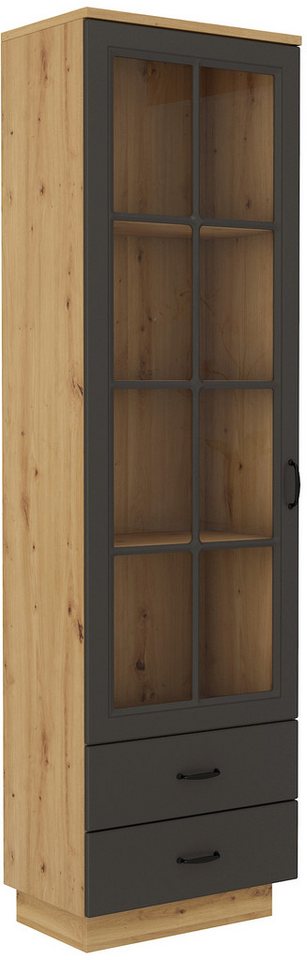 Beautysofa Vitrine FLAWIA mit Schubladen oder Einlegeböden, Frontfarbe: Weiß oder Graphit von Beautysofa