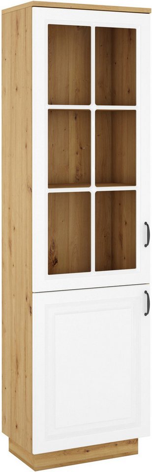 Beautysofa Vitrine FLAWIA mit Schubladen oder Einlegeböden, Frontfarbe: Weiß oder Graphit von Beautysofa