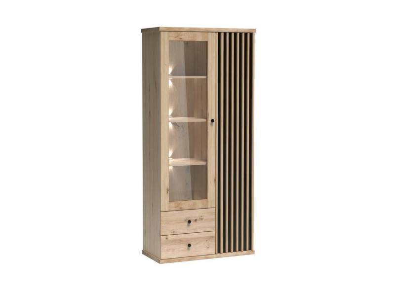 Beautysofa Vitrine Hohe CAYA C-2, mit Silent-Close-Funktion und Glasfront erhältlich mit oder ohne Metallbeine und 3-Punkt-LED-Beleuchtung von Beautysofa