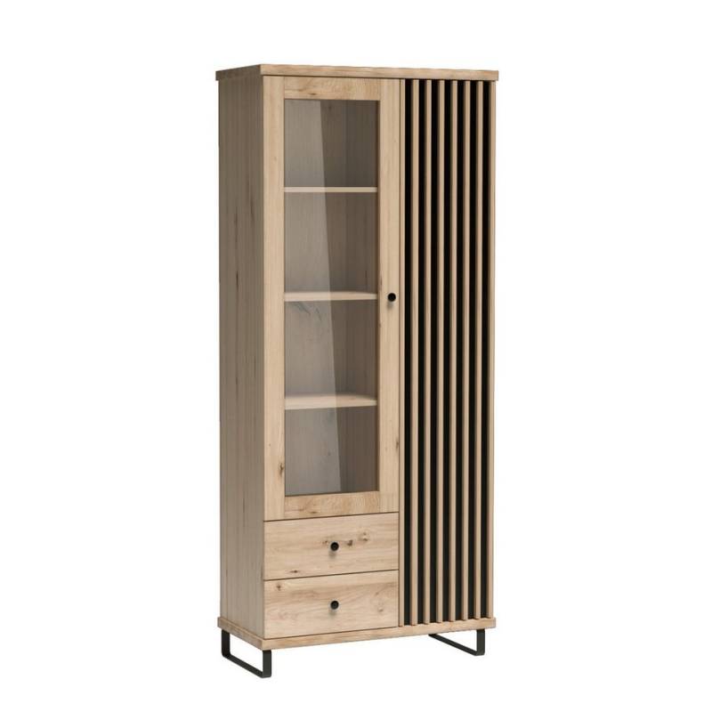 Beautysofa Vitrine Hohe CAYA C-2, mit Silent-Close-Funktion und Glasfront erhältlich mit oder ohne Metallbeine und 3-Punkt-LED-Beleuchtung von Beautysofa
