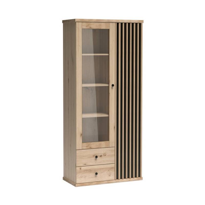 Beautysofa Vitrine Hohe CAYA C-2, mit Silent-Close-Funktion und Glasfront erhältlich mit oder ohne Metallbeine und 3-Punkt-LED-Beleuchtung von Beautysofa