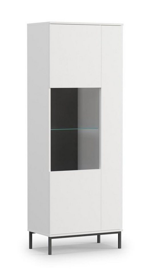 Beautysofa Vitrine Querty (inklusive Einlegeböden, Standvitrine, Schrank) mit Glaselemente, 2x Scharniertüren auf Spanplatte und Glas von Beautysofa