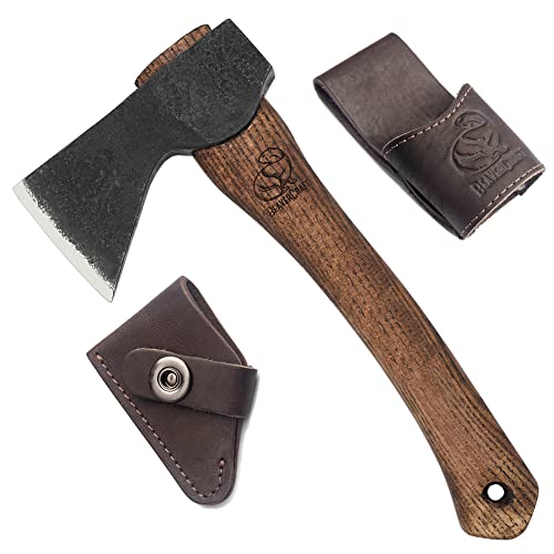 BeaverCraft Handgeschmiedetes Beil AX1 - Campingaxt, Freizeitbeil für Holz Spalten, Outdoor und Garten - Universalaxt, Spaltaxt, Bushcraft Ausrüstung - Kleine Axt mit Holzstiel von BeaverCraft