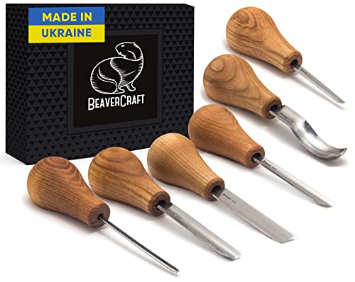 BeaverCraft Holzschnitzwerkzeuge SC05 Holzschnitzset Holzschnitzkit Holzschnitzmesser Holzschnitzwerkzeuge Holzschnitzerei Palm-Meißel Holzmeißel Schnitzwerkzeuge Holzbearbeitungsset Schnitzmesser von BeaverCraft