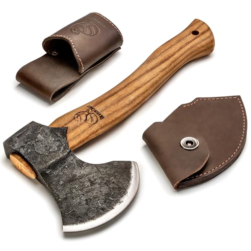 BeaverCraft Spaltaxt Beil Handgeschmiedet AX3 - Campingbeil Axt Holz Spalten Handbeil Bushcraft-Axt - Spalthammer Holzspalter - Axtwerkzeug Axt-Survival mit Scheide Gartenäxte - Outdoor Axt für Wald von BeaverCraft