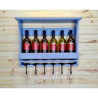 Flaschenhalter Aus Holz Mini Bar/Weinregal Mit Glashalter Naturholz Wandmontierte Hängenden Stielglashaltern von BeaversCraft