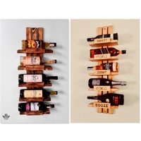 Naturholz-Weinregal Für Flaschen/Wandmontierter Weinhalter Aus Holz Hausbar - Flaschenregal Mit Versteckter Halterung Rustikales Weinregal von BeaversCraft