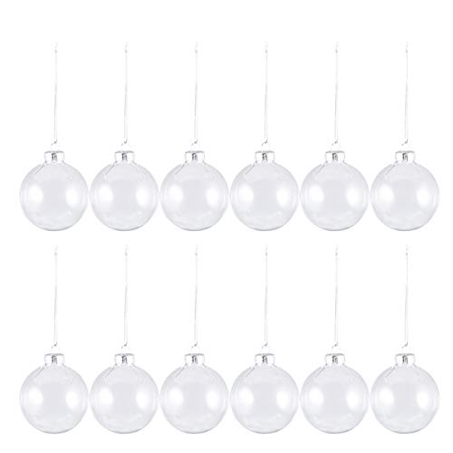 Beavorty 12 STÜCKE Christbaumschmuck Transparent Glas Hängende Weihnachtskugeln mit Deckel Weihnachtsschmuck von Beavorty