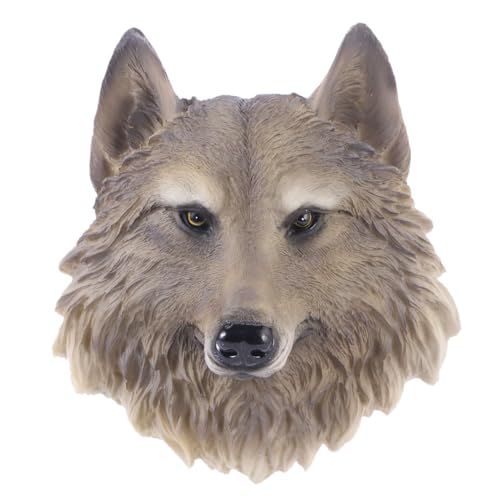 Beavorty 1stk Tierische Verzierungen Statue Wolfskopf Hauptdekoration Tiere Kunst-löwenkopf-wandhalterung Wolfskopffigur Aus Harz Tierkopf Wand Löwendekor Geschenk 3d Puppe Urwald Kunstharz von Beavorty