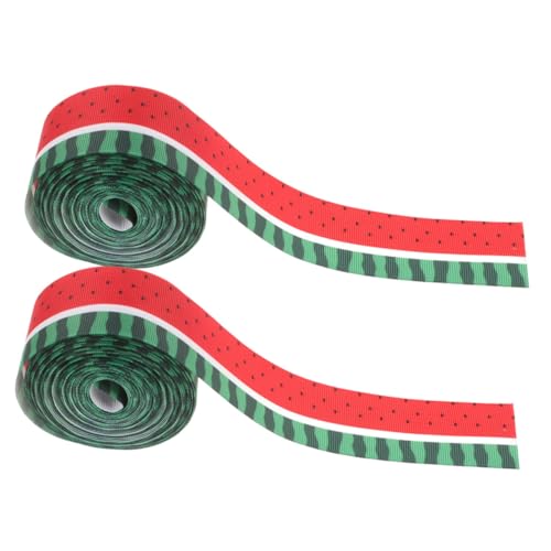 Beavorty 2 Rollen Wassermelonen ripsband Polyester Grosgrainband mit Drahtkante für DIY Geschenkverpackung Haarschleifen Kränze Sommer Obstmuster Geschenkband von Beavorty