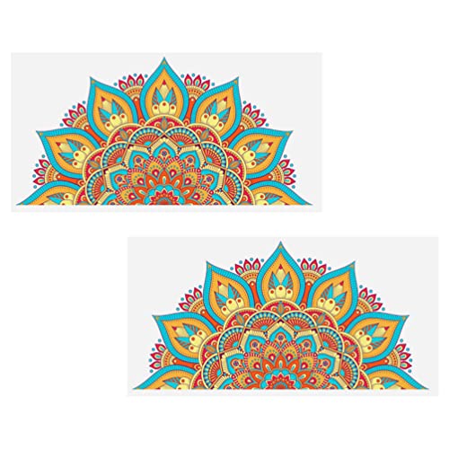 2-Teiliges Mandala-Wandtattoo Halbes Mandala Kopfteil Wandaufkleber Yoga Indische Mandala- Selbstklebendes Entfernbares Kunstwandbild für Wohnzimmer-Schlafzimmer-Dekoration von Beavorty