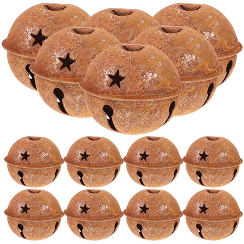 Beavorty 24 Stück Weihnachtsglocken Rostige Metallglocken Mit Sternförmigen Ausschnitten Dekorative Glocken Für Weihnachtsbaumkranz-Weihnachtsparty (40 Mm) von Beavorty