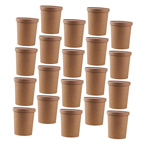 Beavorty 25er Set Suppeneimer Aus Kraftpapier mit Deckel 32 Oz Breibecher Behälter Zum Mitnehmen von Beavorty