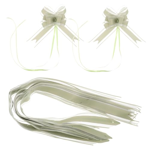 Beavorty 40 Stück Hochzeitsblume Hochzeitsdekoration fürs Auto Hochzeitsschleife Dekorationsset für das Hochzeitsauto Blumenverpackung großer Bogen große Geschenkschleife Gurtband Hellgrün von Beavorty
