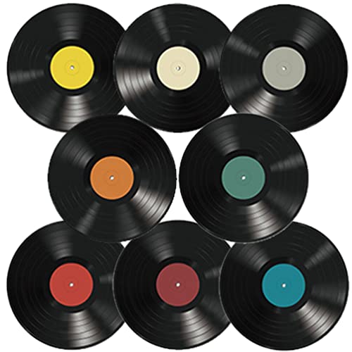 Beavorty 8 Stücke Vinyl Schallplatte Musical Decor DIY Vinyl Schallplatte Wandtattoo Musik Party Wandaufkleber Selbstklebende Wandtattoo Vintage Wandaufkleber Für Home Music Studio von Beavorty