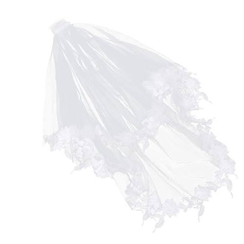 Beavorty Doppellagiger Spitzenhaarschleier mit Kamm für Hochzeiten Eleganter Kurzer Brautschleier Beige für Braut Verlobung Fotoshooting und Beavorty Doppellagiger Spitzenhaarschleier mit Kamm für Hochzeiten Eleganter Kurzer Brautschleier Beige für Braut Verlobung Fotoshooting und von Beavorty