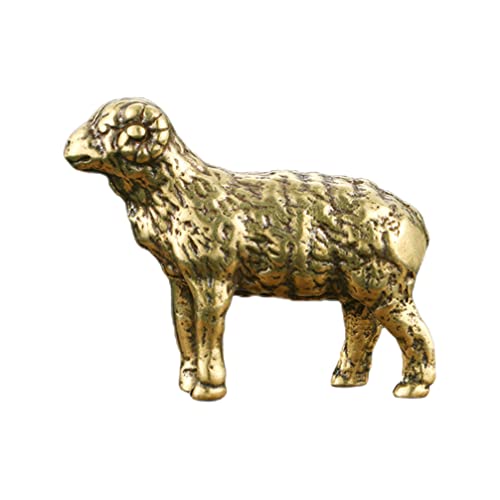 Beavorty Geschenk Messing Lamm Statue Chinese Zodiac Sheep Statue Mini Lamm Figuren Vintage Tea Haustier Tier Skulptur Viel Glück Desktop Orament für Home Office Tisch Golden von Beavorty